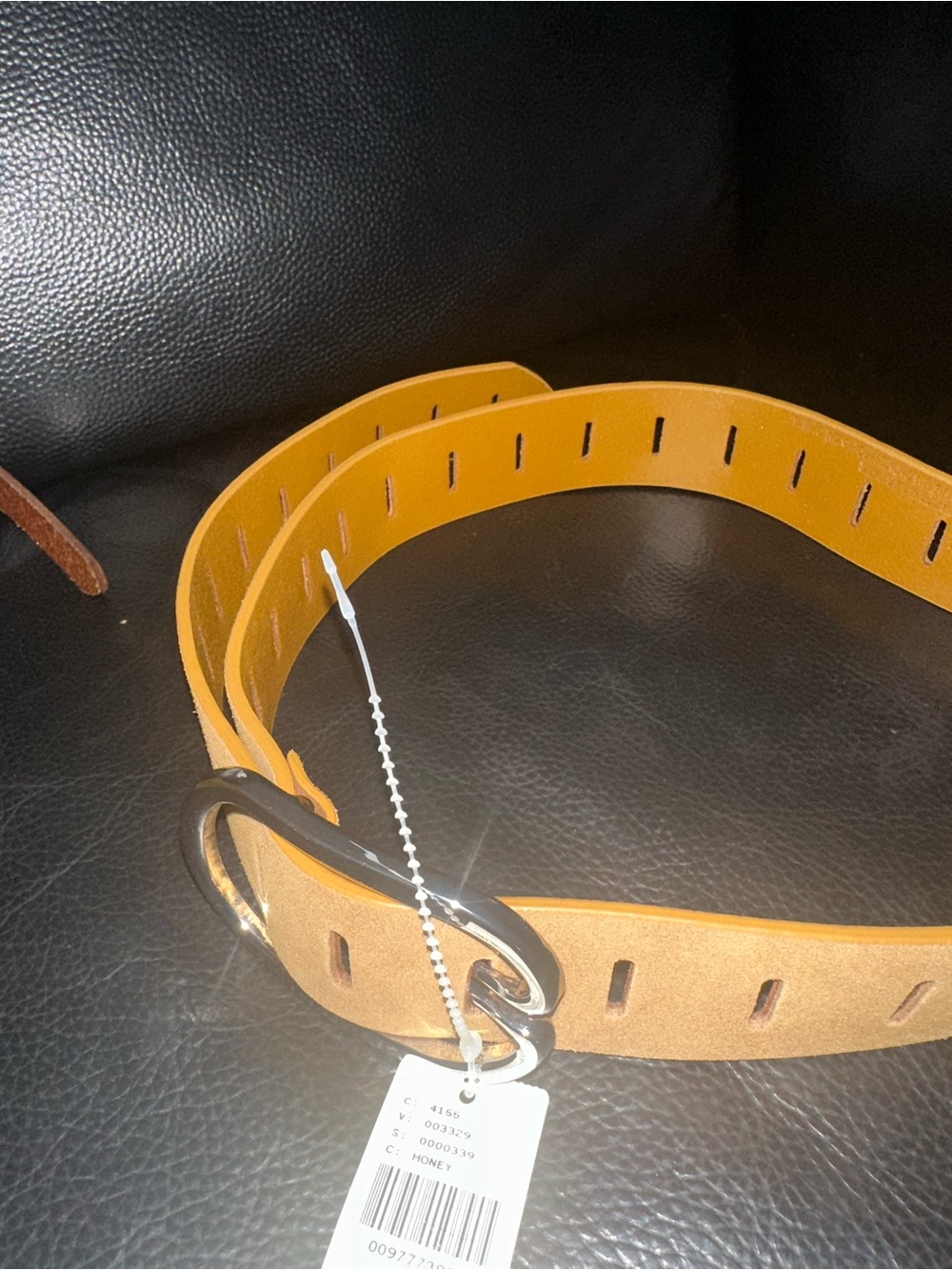 Anthropologie 100% Genuine Leather Premium Suede Adjustable Notch Belt Khaki Tan - Picture 6 of 8